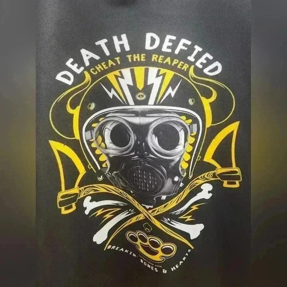 DEATH DEFINED HOODIE Medium BLACK/YELLOW - Picture 2 of 3